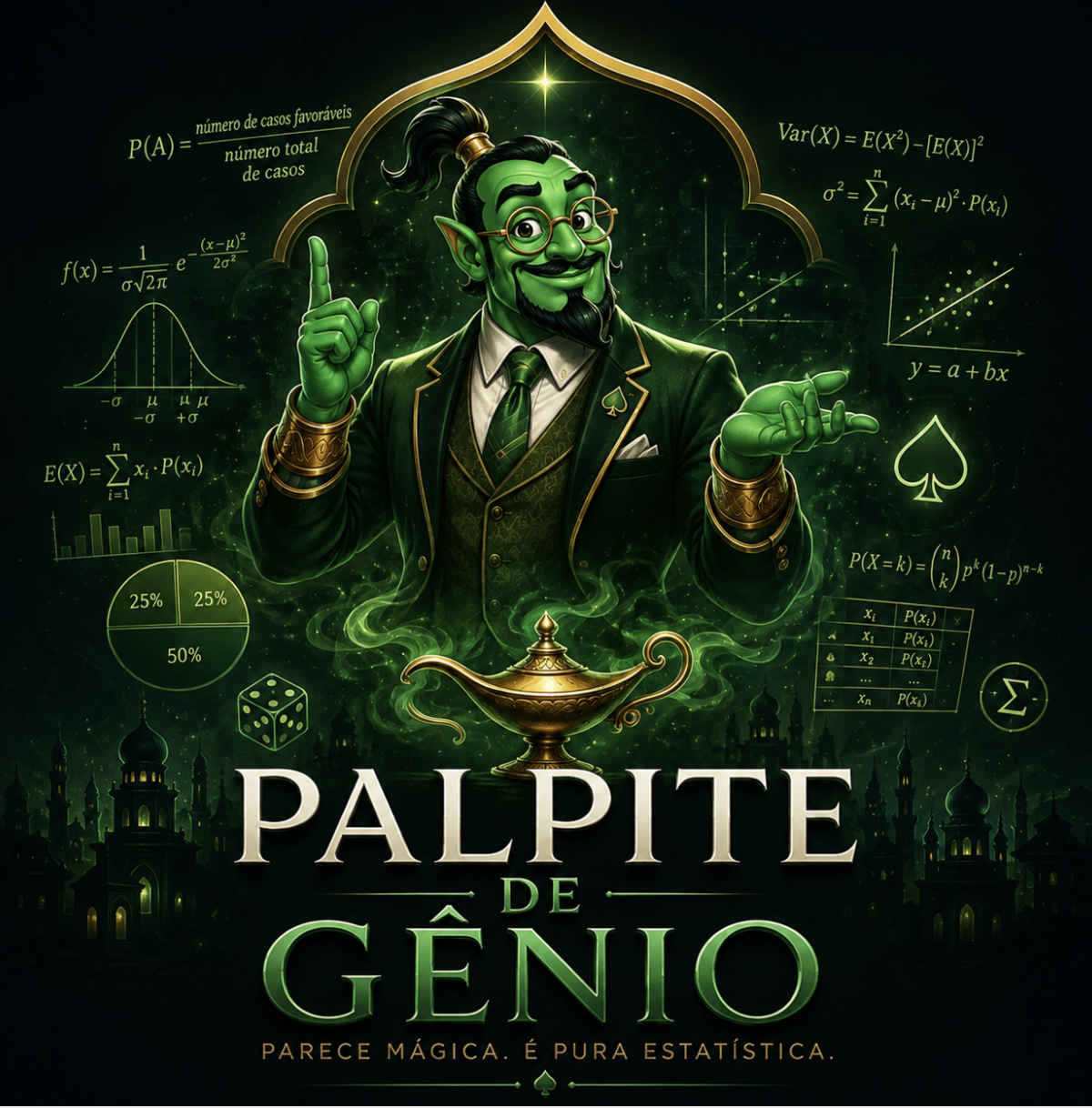 O Gênio apontando para os números